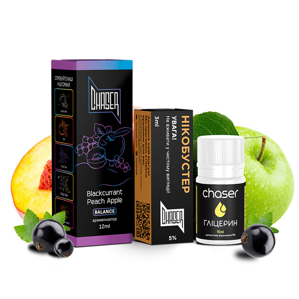 Набор Chaser Black Blackcurrant Peach Apple, 30 мл