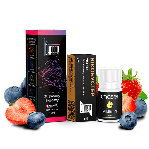 Набор Chaser Black Strawberry Blueberry, 30 мл