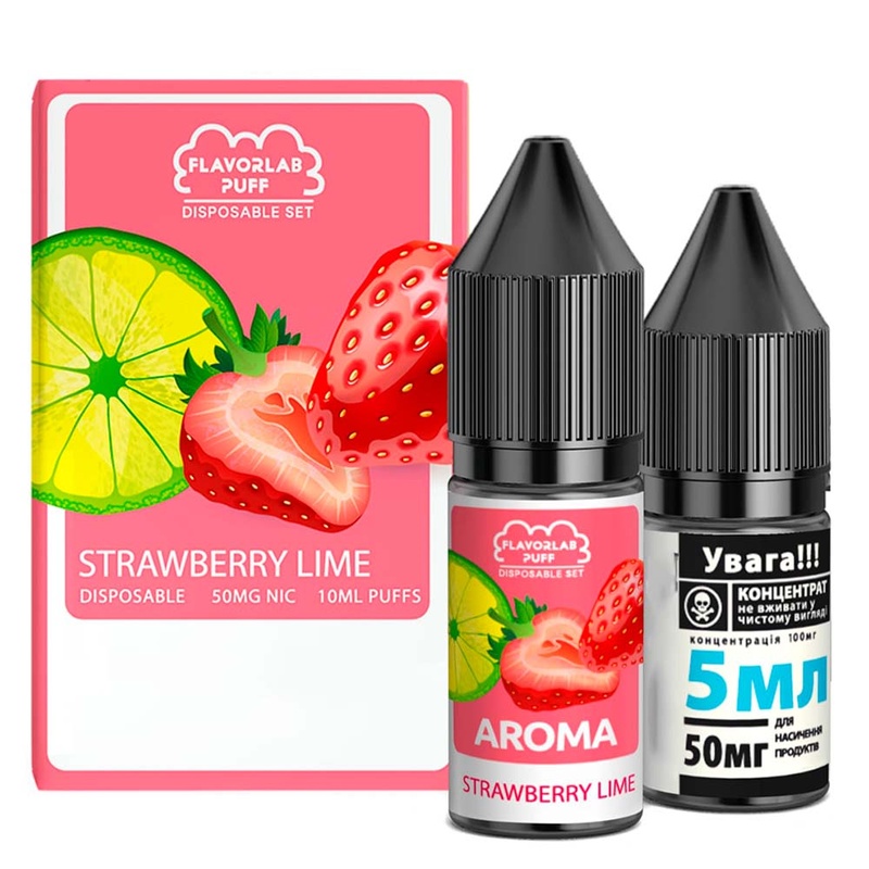 Набор Flavorlab Disposable Puff Strawberry Lime, 10 мл - 1