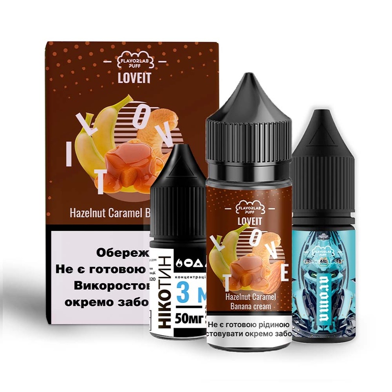 Набор Flavorlab Love IT Hazelnut Caramel Banana cream, 30 мл